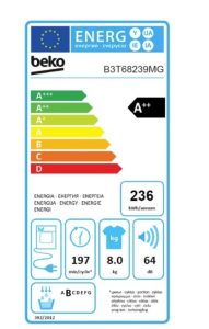 Eticheta energetica Beko B3T68239MG