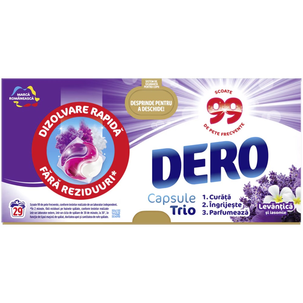 Dero 2in1 Levănțică și Iasomie — Capsule · 29 spălări