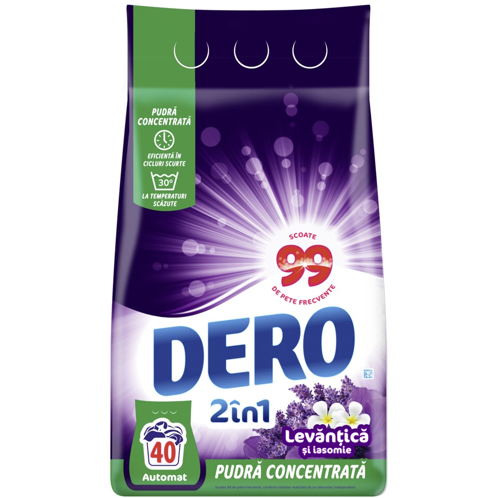 Dero 2in1 Levănțică și Iasomie — Pudră · 3 kg · 40 spălări